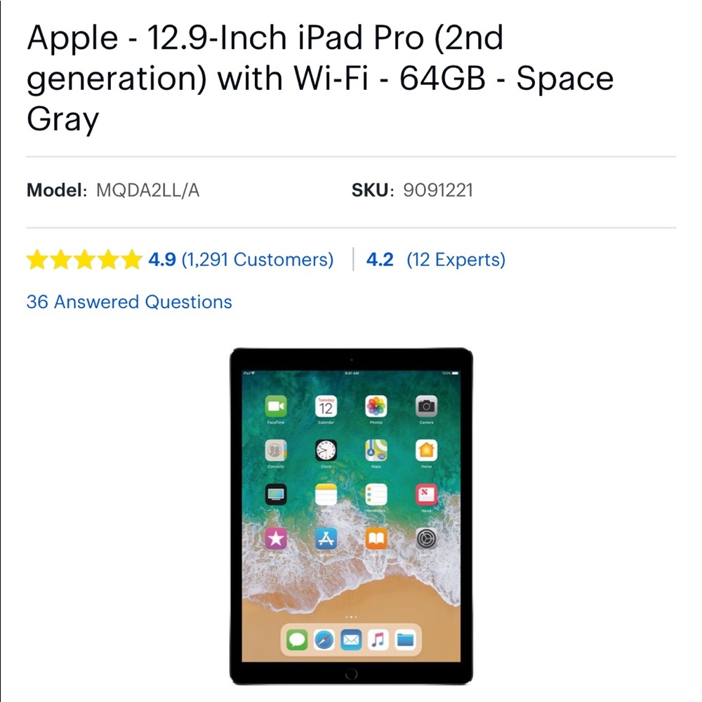 Apple 12.9inch display 2nd generation 64gbs